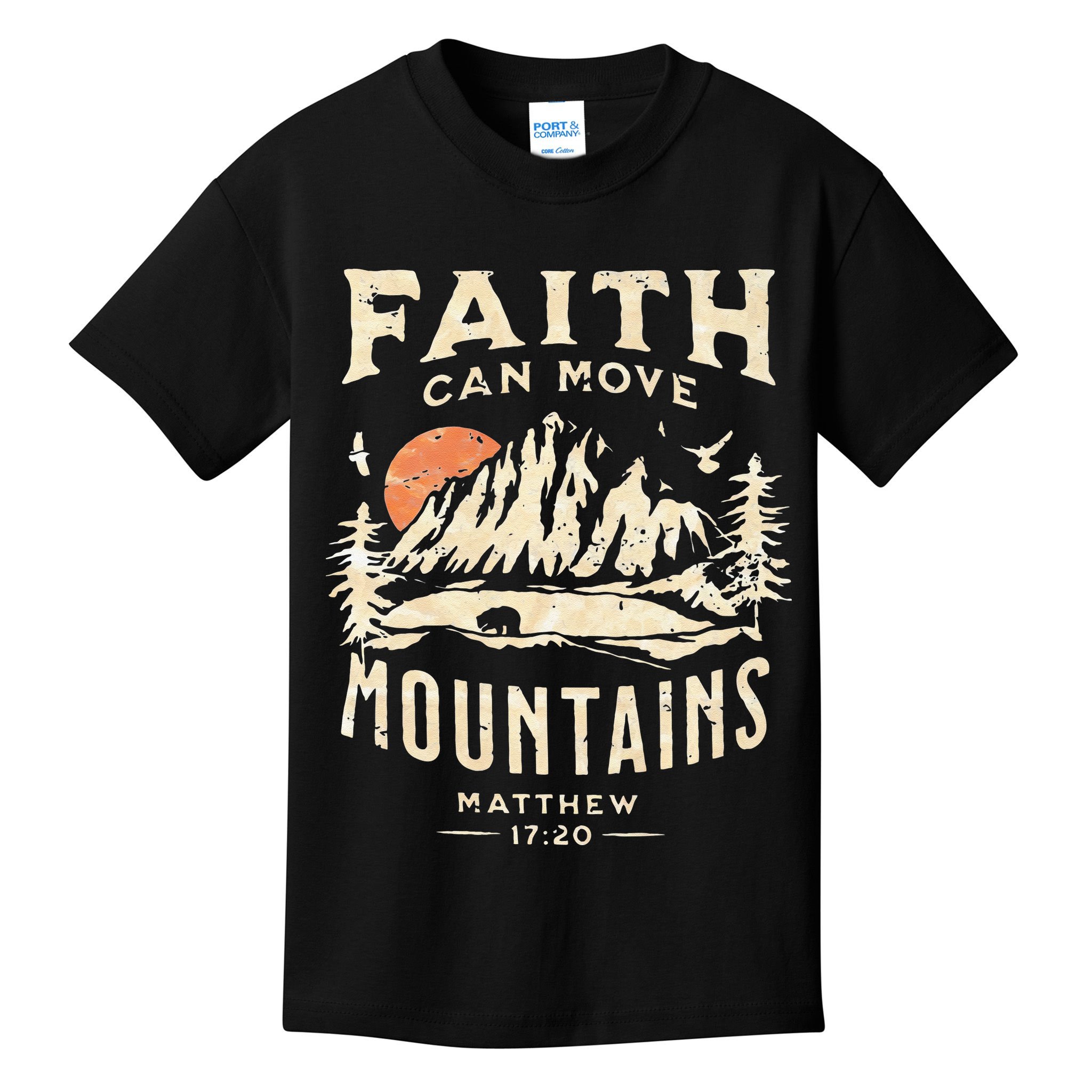 Faith Can Move Mountains Religious Bible Christian Jesus Kids T-Shirt