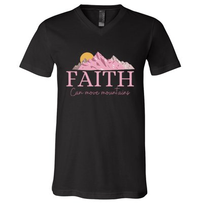 Faith Can Move Mountains V-Neck T-Shirt