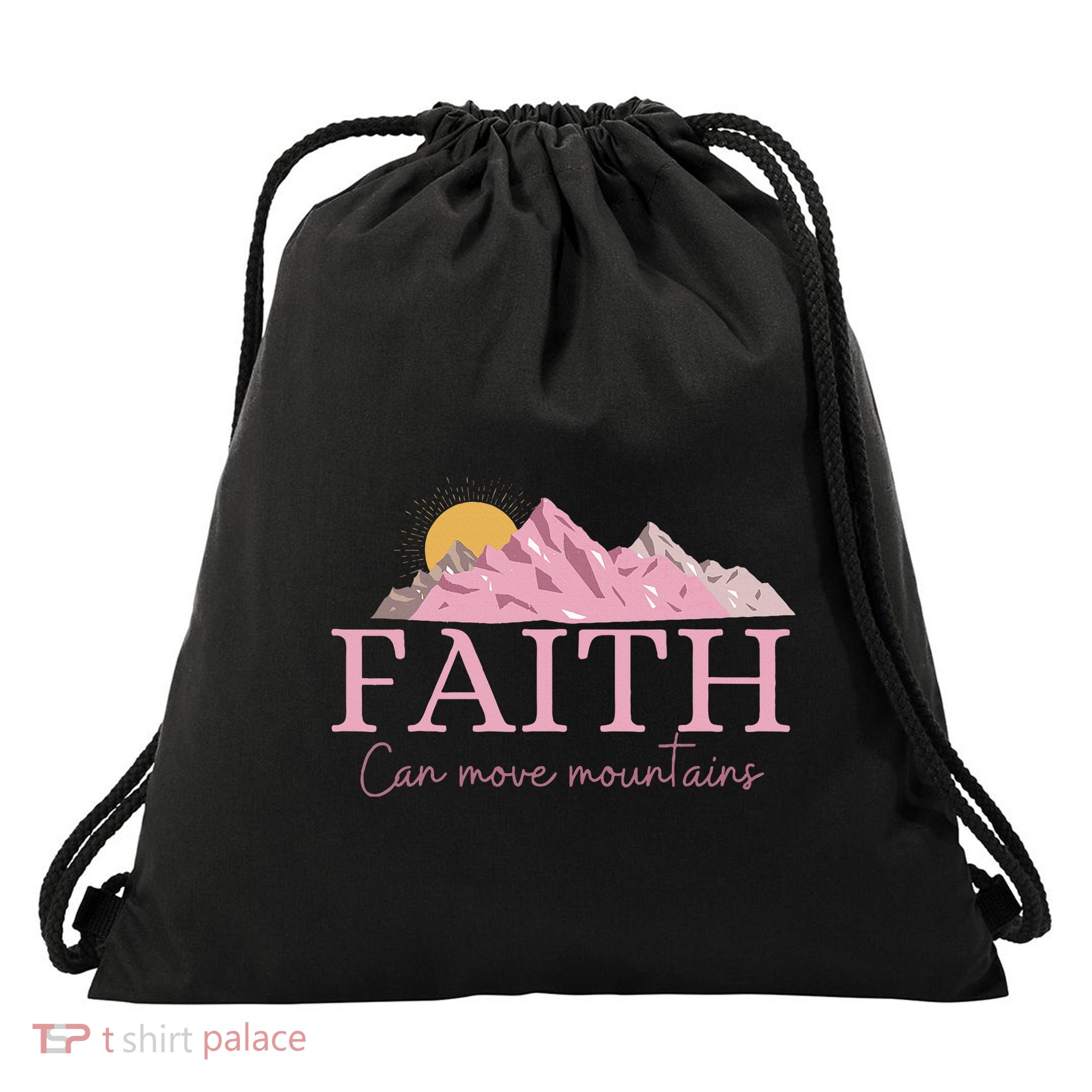 Faith Can Move Mountains Drawstring Bag