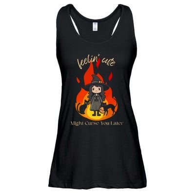 Feeling Cute Might Curse You Later Cute Witch Ladies Essential Flowy Tank