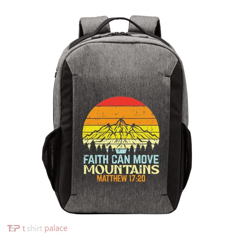 Faith Can Move Mountains Religious God Christian Vector Backpack