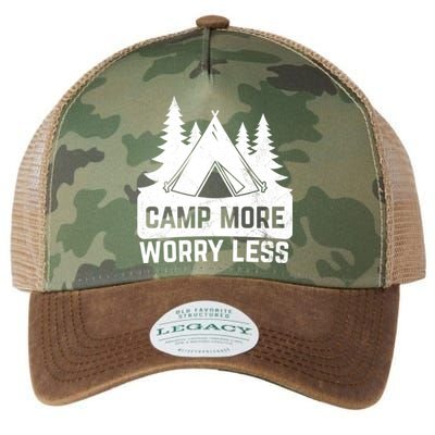 Funny Camp More Worry Less For Campers Camping Gift Legacy Tie Dye Trucker Hat