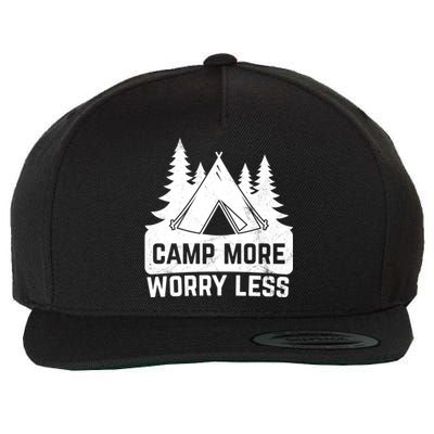 Funny Camp More Worry Less For Campers Camping Gift Wool Snapback Cap