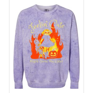 Feeling Cute Might Curse You Later Cute Witch Colorblast Crewneck Sweatshirt