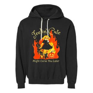 Feeling Cute Might Curse You Later Cute Witch Garment-Dyed Fleece Hoodie