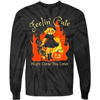 Feeling Cute Might Curse You Later Cute Witch Tie-Dye Long Sleeve Shirt