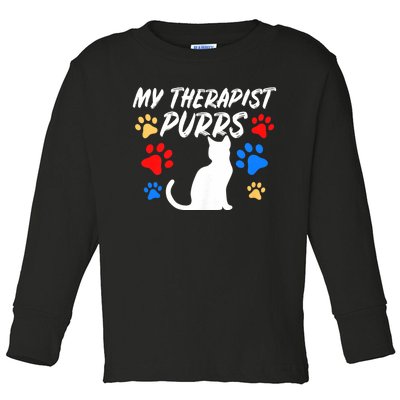 Funny Cat Mom Cat Dad Cat Lover Therapy Purrs Gift Toddler Long Sleeve Shirt