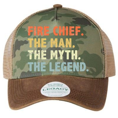 Fire Chief Man The Myth Legend Gifts Firefighter Fire Chief Legacy Tie Dye Trucker Hat