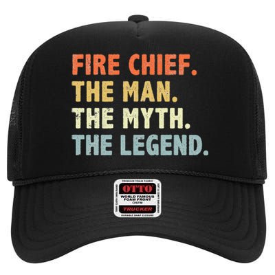 Fire Chief Man The Myth Legend Gifts Firefighter Fire Chief High Crown Mesh Back Trucker Hat