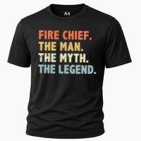 Fire Chief Man The Myth Legend Gifts Firefighter Fire Chief Cooling Performance Crew T-Shirt