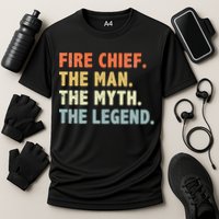 Fire Chief Man The Myth Legend Gifts Firefighter Fire Chief Cooling Performance Crew T-Shirt