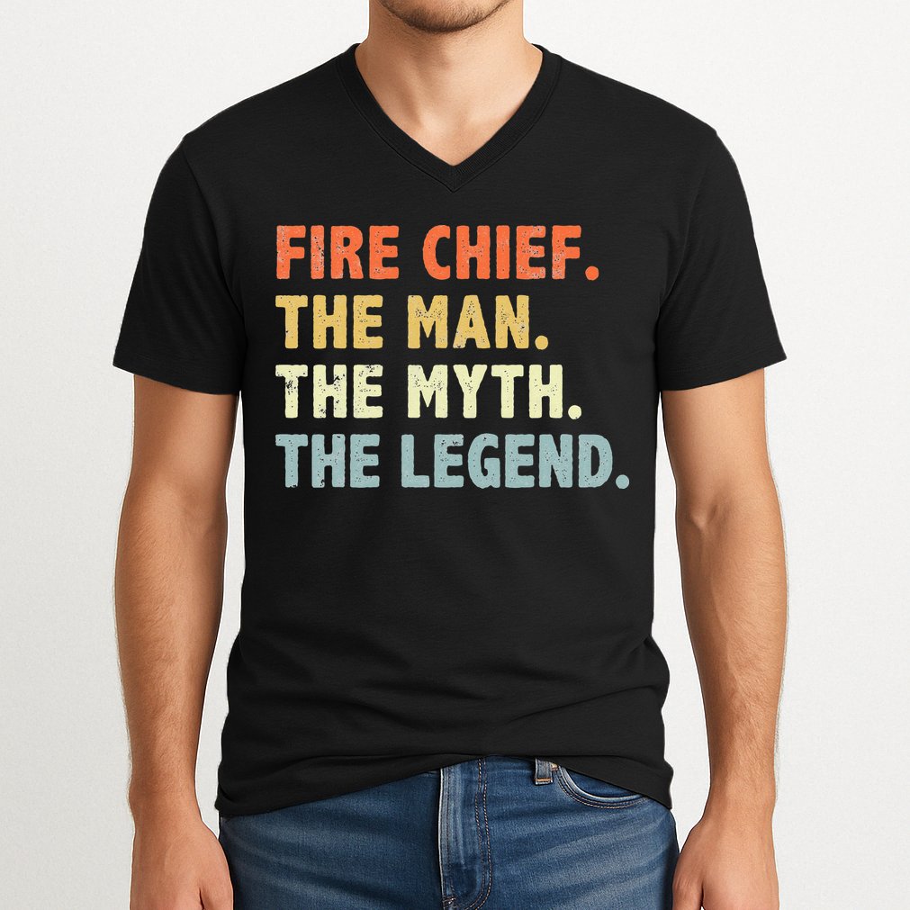 Fire Chief Man The Myth Legend Gifts Firefighter Fire Chief V-Neck T-Shirt