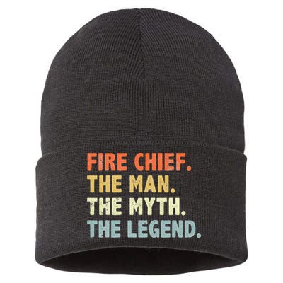 Fire Chief Man The Myth Legend Gifts Firefighter Fire Chief Sustainable Knit Beanie