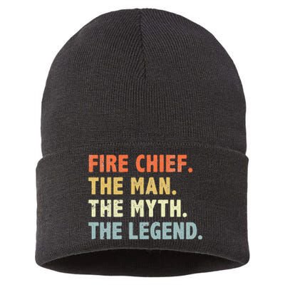 Fire Chief Man The Myth Legend Gifts Firefighter Fire Chief Sustainable Knit Beanie