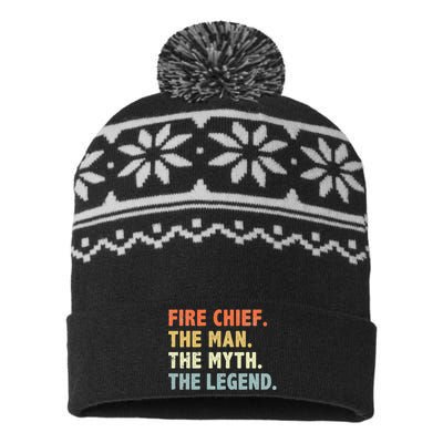 Fire Chief Man The Myth Legend Gifts Firefighter Fire Chief USA-Made Snowflake Beanie