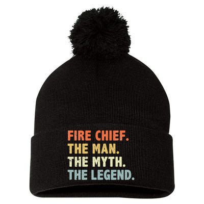 Fire Chief Man The Myth Legend Gifts Firefighter Fire Chief Pom Pom 12in Knit Beanie