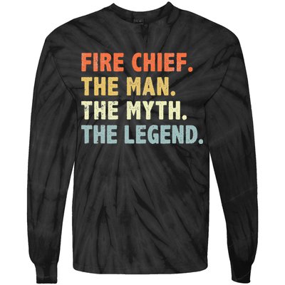 Fire Chief Man The Myth Legend Gifts Firefighter Fire Chief Tie-Dye Long Sleeve Shirt