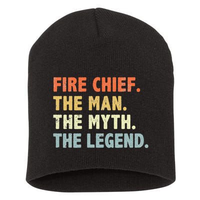 Fire Chief Man The Myth Legend Gifts Firefighter Fire Chief Short Acrylic Beanie