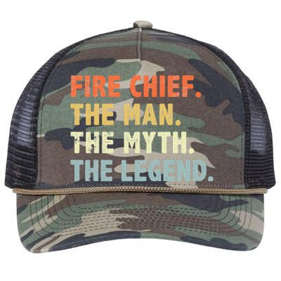 Fire Chief Man The Myth Legend Gifts Firefighter Fire Chief Retro Rope Trucker Hat Cap