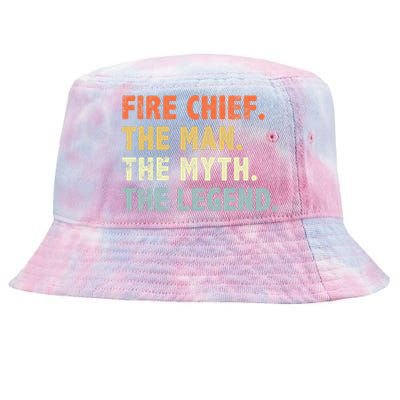 Fire Chief Man The Myth Legend Gifts Firefighter Fire Chief Tie-Dyed Bucket Hat