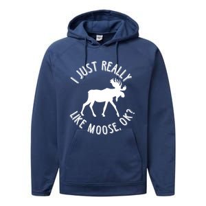 Funny Christmas Moose Gift Performance Fleece Hoodie