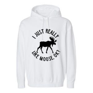 Funny Christmas Moose Gift Garment-Dyed Fleece Hoodie