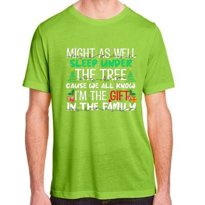 Funny Christmas Might As Well Sleep Under Tree Christmas Adult ChromaSoft Performance T-Shirt