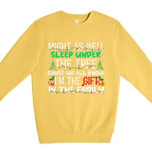 Funny Christmas Might As Well Sleep Under Tree Christmas Premium Crewneck Sweatshirt