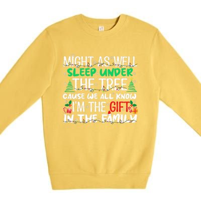 Funny Christmas Might As Well Sleep Under Tree Christmas Premium Crewneck Sweatshirt