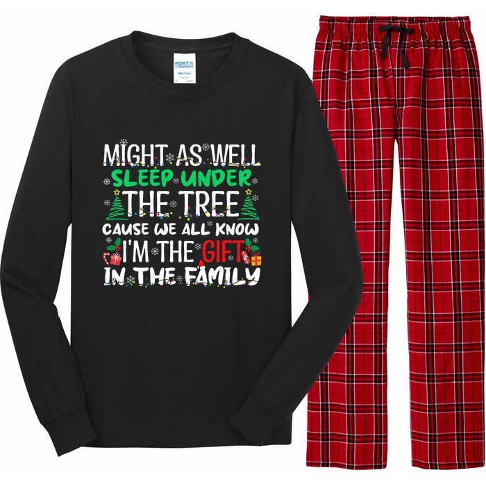 Funny Christmas Might As Well Sleep Under Tree Christmas Long Sleeve Pajama Set