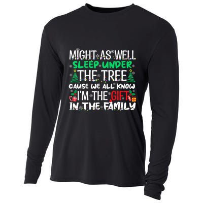 Funny Christmas Might As Well Sleep Under Tree Christmas Cooling Performance Long Sleeve Crew