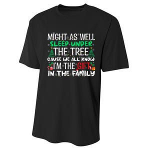 Funny Christmas Might As Well Sleep Under Tree Christmas Performance Sprint T-Shirt