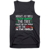 Funny Christmas Might As Well Sleep Under Tree Christmas Tank Top