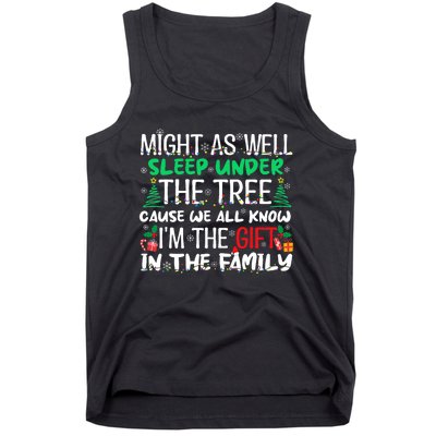 Funny Christmas Might As Well Sleep Under Tree Christmas Tank Top