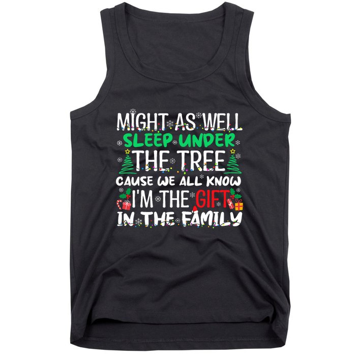 Funny Christmas Might As Well Sleep Under Tree Christmas Tank Top