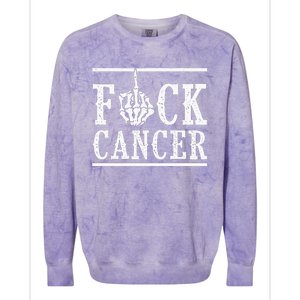 Fuck Cancer Middle Finger Bone Skeleton Cancer Survivor Colorblast Crewneck Sweatshirt