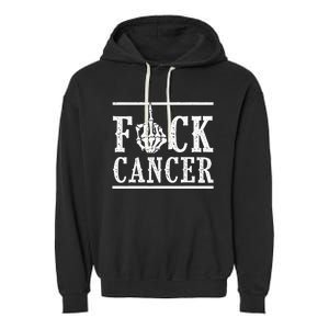 Fuck Cancer Middle Finger Bone Skeleton Cancer Survivor Garment-Dyed Fleece Hoodie