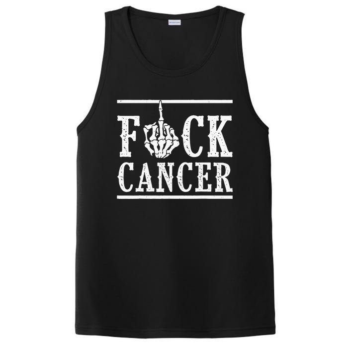 Fuck Cancer Middle Finger Bone Skeleton Cancer Survivor PosiCharge Competitor Tank