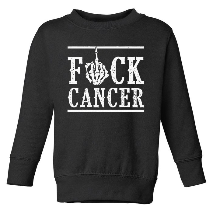 Fuck Cancer Middle Finger Bone Skeleton Cancer Survivor Toddler Sweatshirt