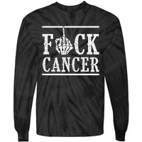 Fuck Cancer Middle Finger Bone Skeleton Cancer Survivor Tie-Dye Long Sleeve Shirt