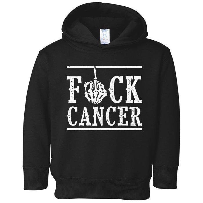 Fuck Cancer Middle Finger Bone Skeleton Cancer Survivor Toddler Hoodie