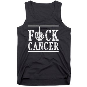 Fuck Cancer Middle Finger Bone Skeleton Cancer Survivor Tank Top