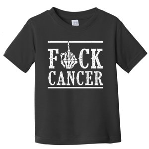 Fuck Cancer Middle Finger Bone Skeleton Cancer Survivor Toddler T-Shirt