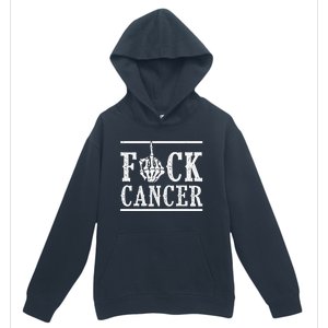 Fuck Cancer Middle Finger Bone Skeleton Cancer Survivor Urban Pullover Hoodie