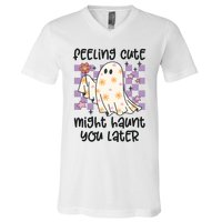 Feeling Cute Might Haunt You Later Halloween V-Neck T-Shirt