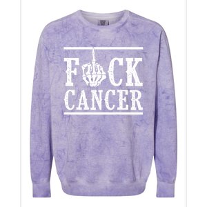 Fuck Cancer Middle Finger Bone Skeleton Cancer Survivor Gift Colorblast Crewneck Sweatshirt