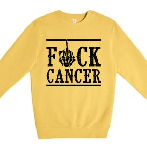 Fuck Cancer Middle Finger Bone Skeleton Cancer Survivor Gift Premium Crewneck Sweatshirt