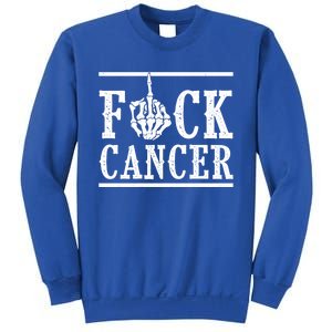 Fuck Cancer Middle Finger Bone Skeleton Cancer Survivor Gift Sweatshirt