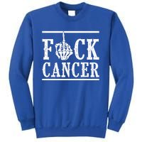 Fuck Cancer Middle Finger Bone Skeleton Cancer Survivor Gift Sweatshirt