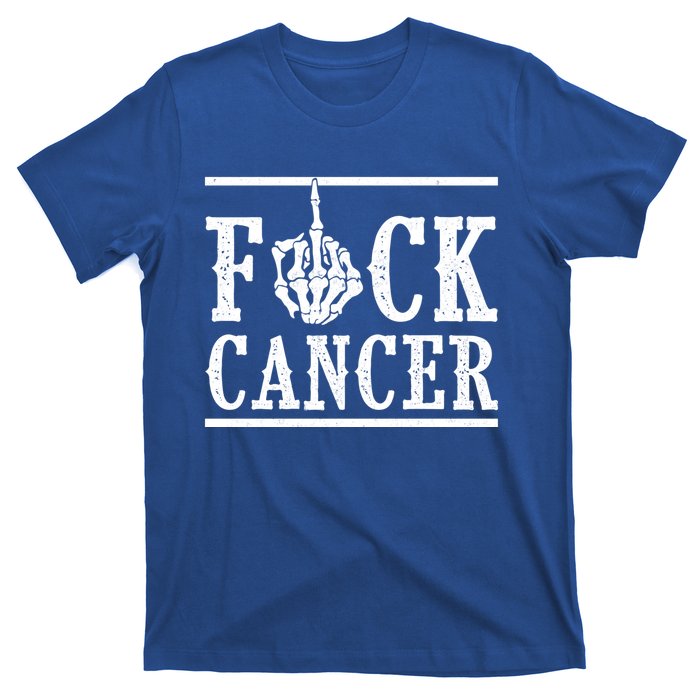 Fuck Cancer Middle Finger Bone Skeleton Cancer Survivor Gift T-Shirt